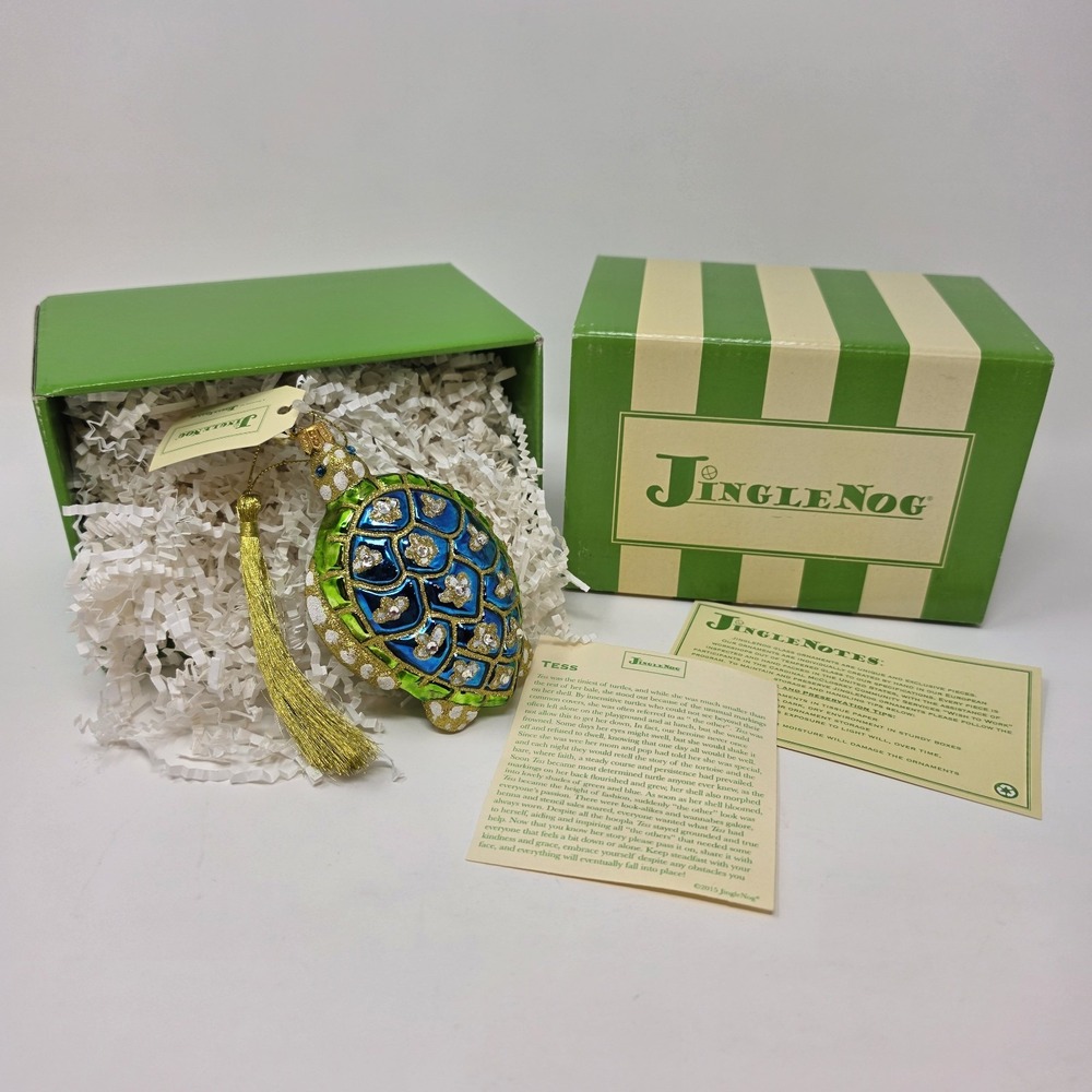 NIB JingleNog Tess Sea Turtle Ornament #80505 Hand Blown & Painted in Poland